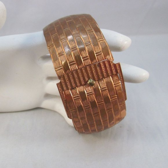 Vintage Wide Copper Belt Buckle Bangle Bracelet - Picture 5 of 12